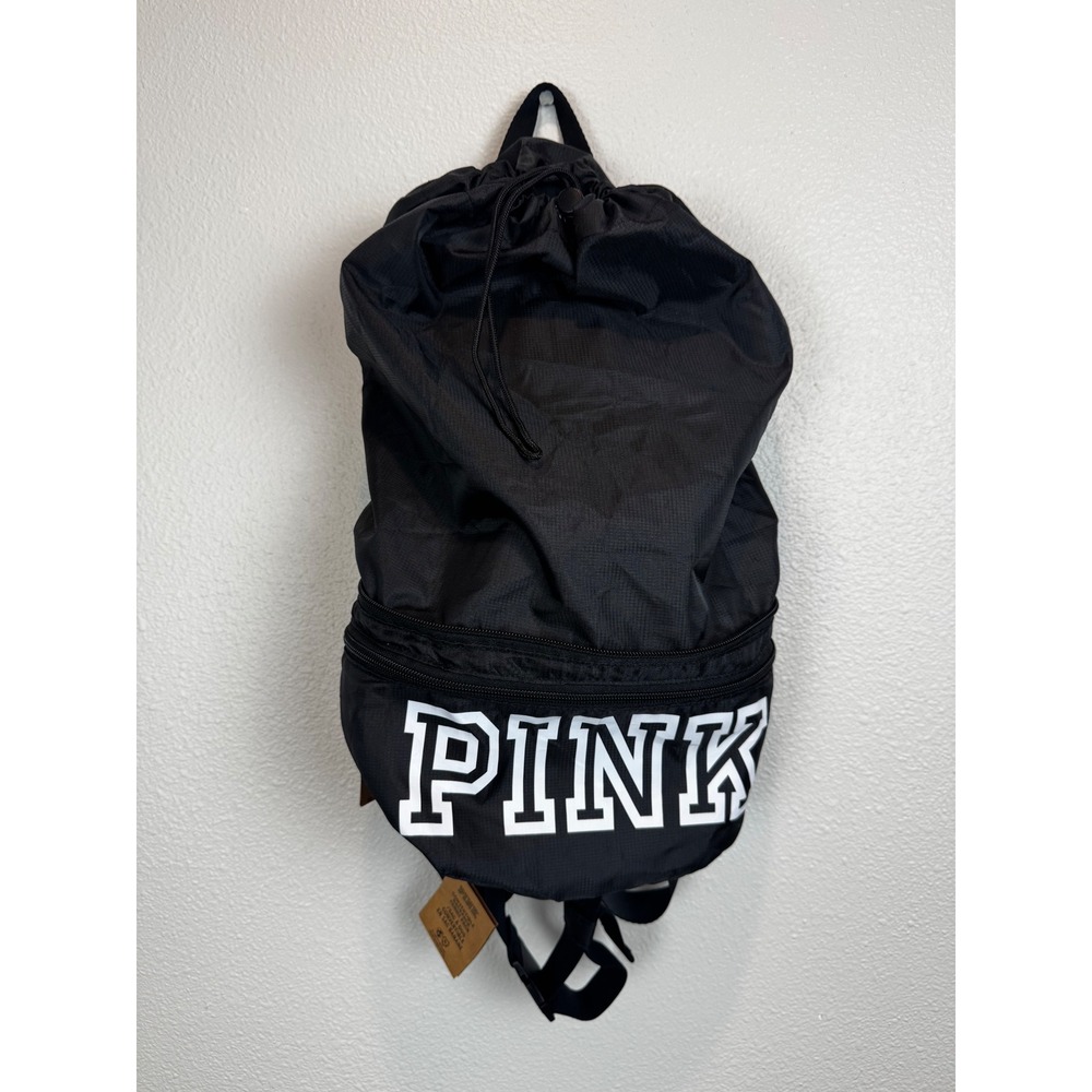 PINK Backpack Women OS Black Convertible Fanny Pack Drawstring 26539705